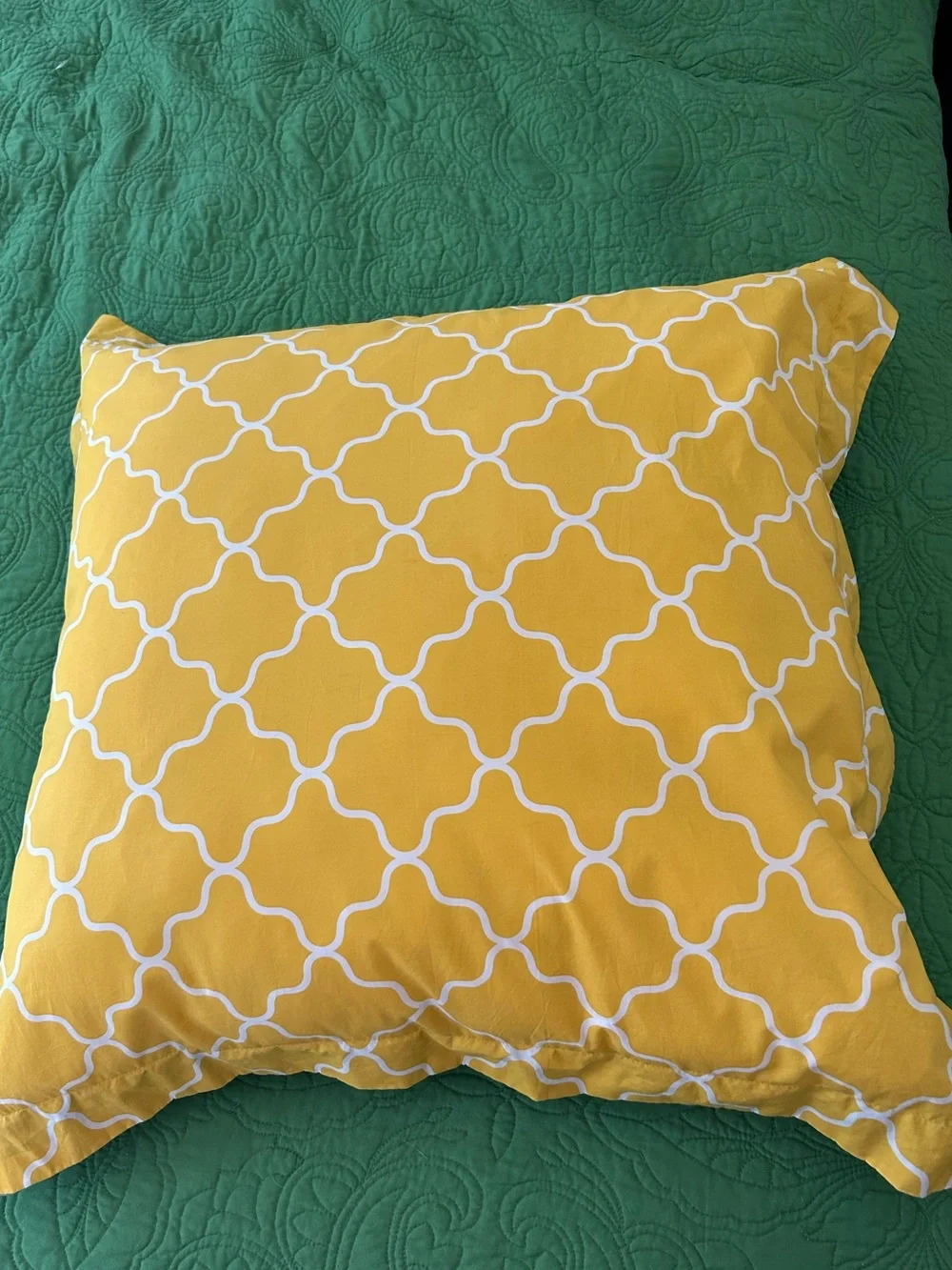 Happy chic by Jonathan Adler large two sided throw pillow, yellow, and gray, 28”